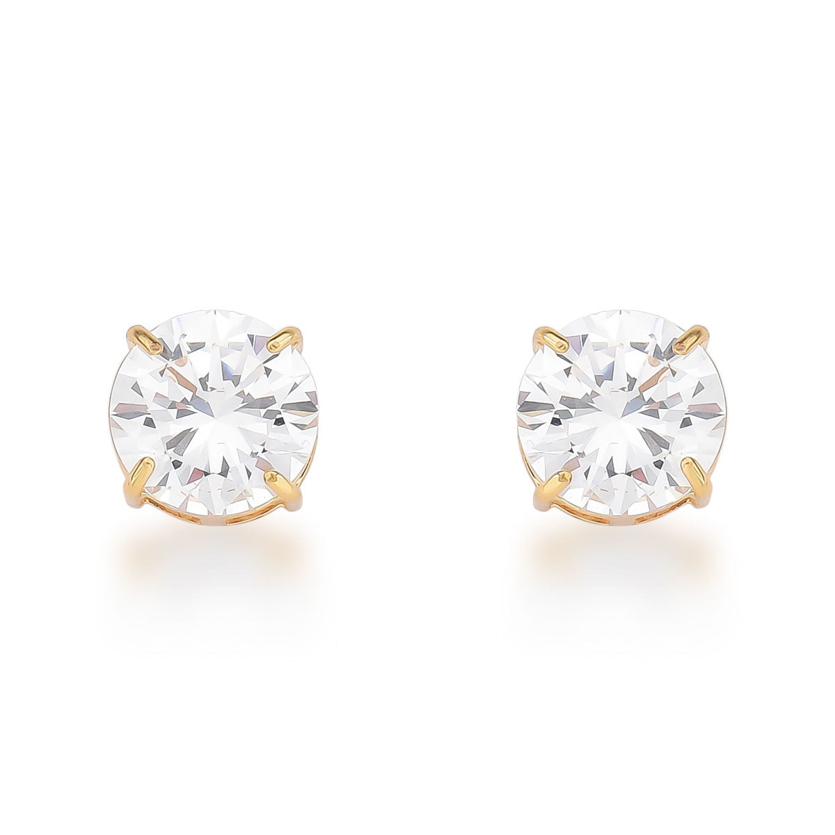 Brinco Amélia Ponto de Luz Zircônia 10mm Banho de Ouro 18k