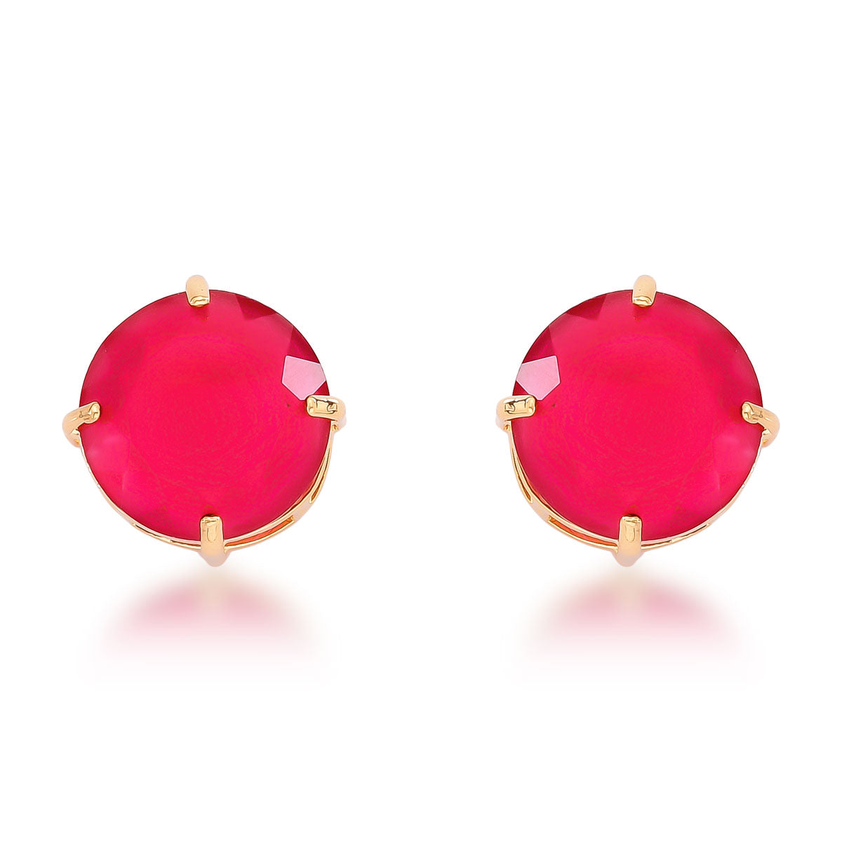 Brinco Angélica Clássico Pedra Natural Redonda Banho de Ouro 18k