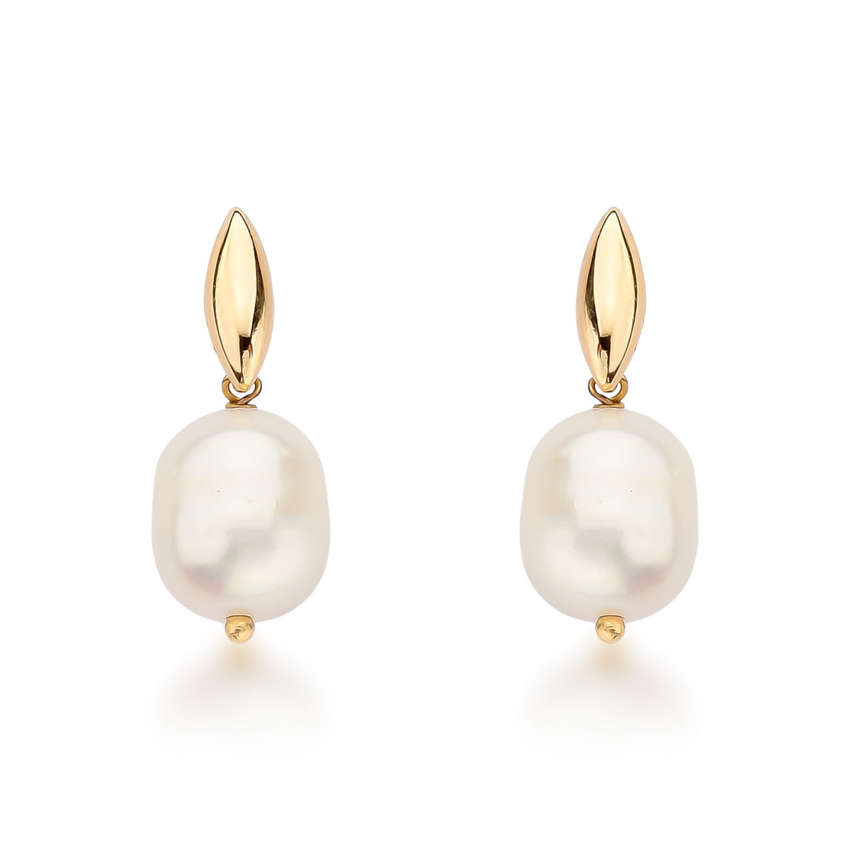 Brinco Teresa com Pérola de Água Doce Banho de Ouro 18k