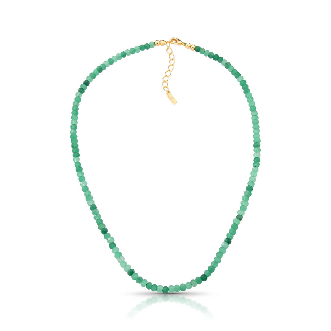 Colar Roberta Curto com Pedras Jade Banho de Ouro 18k