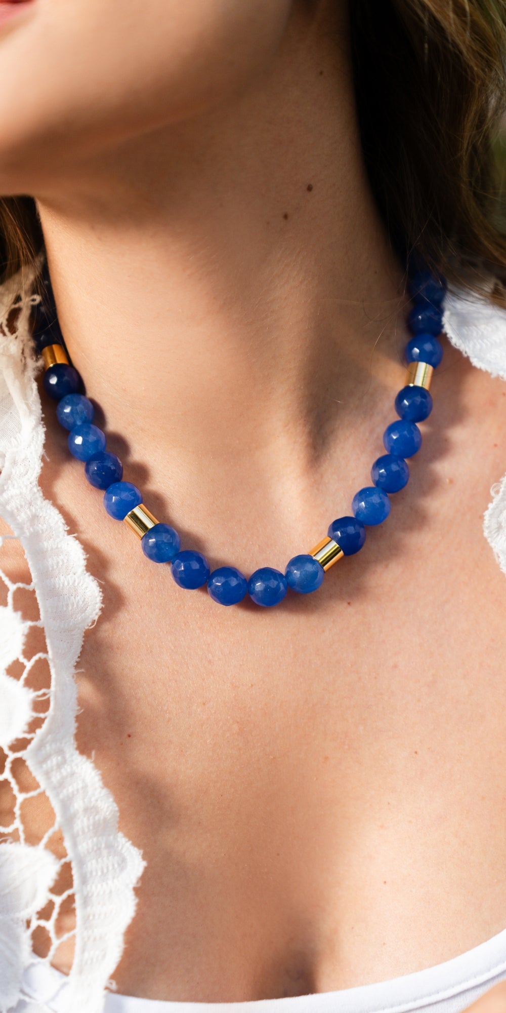 Colar Dália de Bolas Coloridas Banho de Ouro 18k
