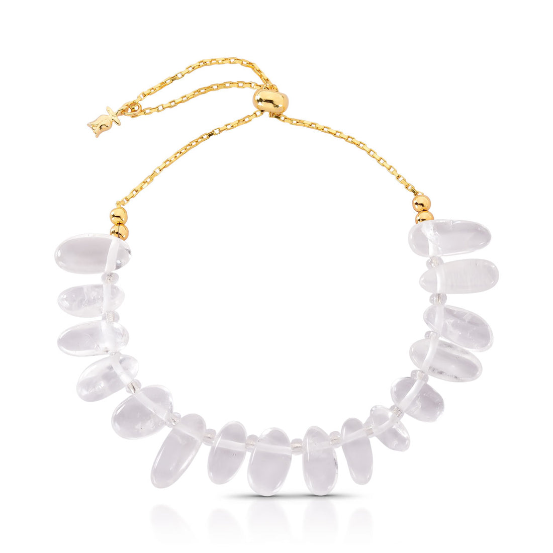 Pulseira Liz com Pedras Naturais Ajustável Banho de Ouro 18k