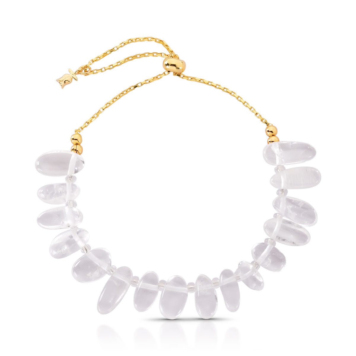 Pulseira Liz com Pedras Naturais Ajustável Banho de Ouro 18k