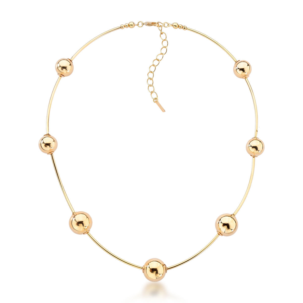 Colar Cecília de Esferas Douradas Banho de Ouro 18k