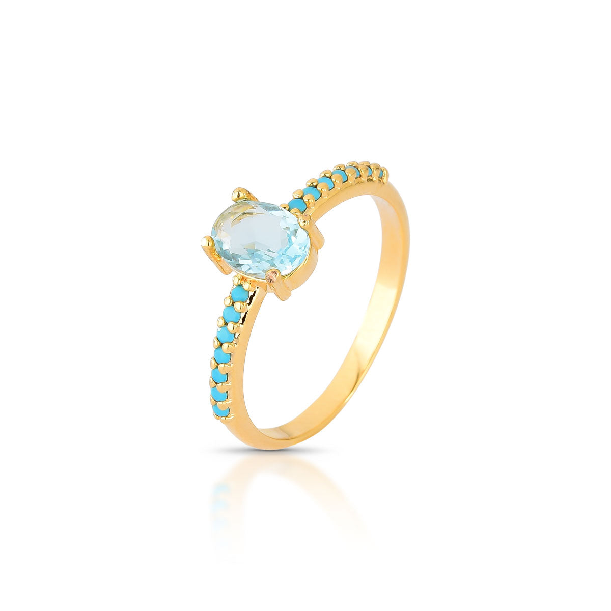 Anel Elis Delicado Pedra Oval Zircônia Banho de Ouro 18k