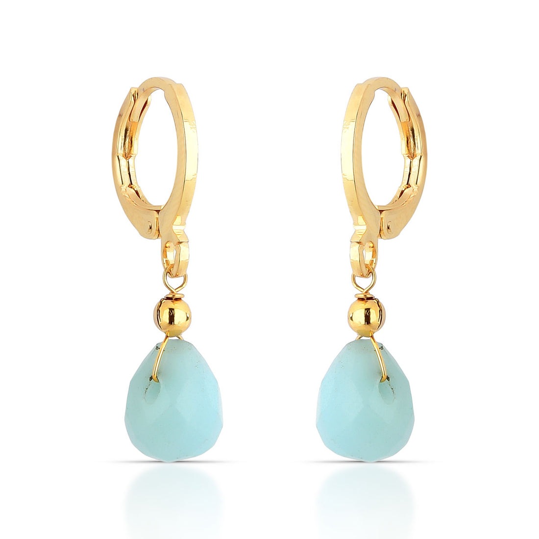 Brinco Vera de Argola com Pérola, Ágata Laranja ou Amazonita Banho de Ouro 18k