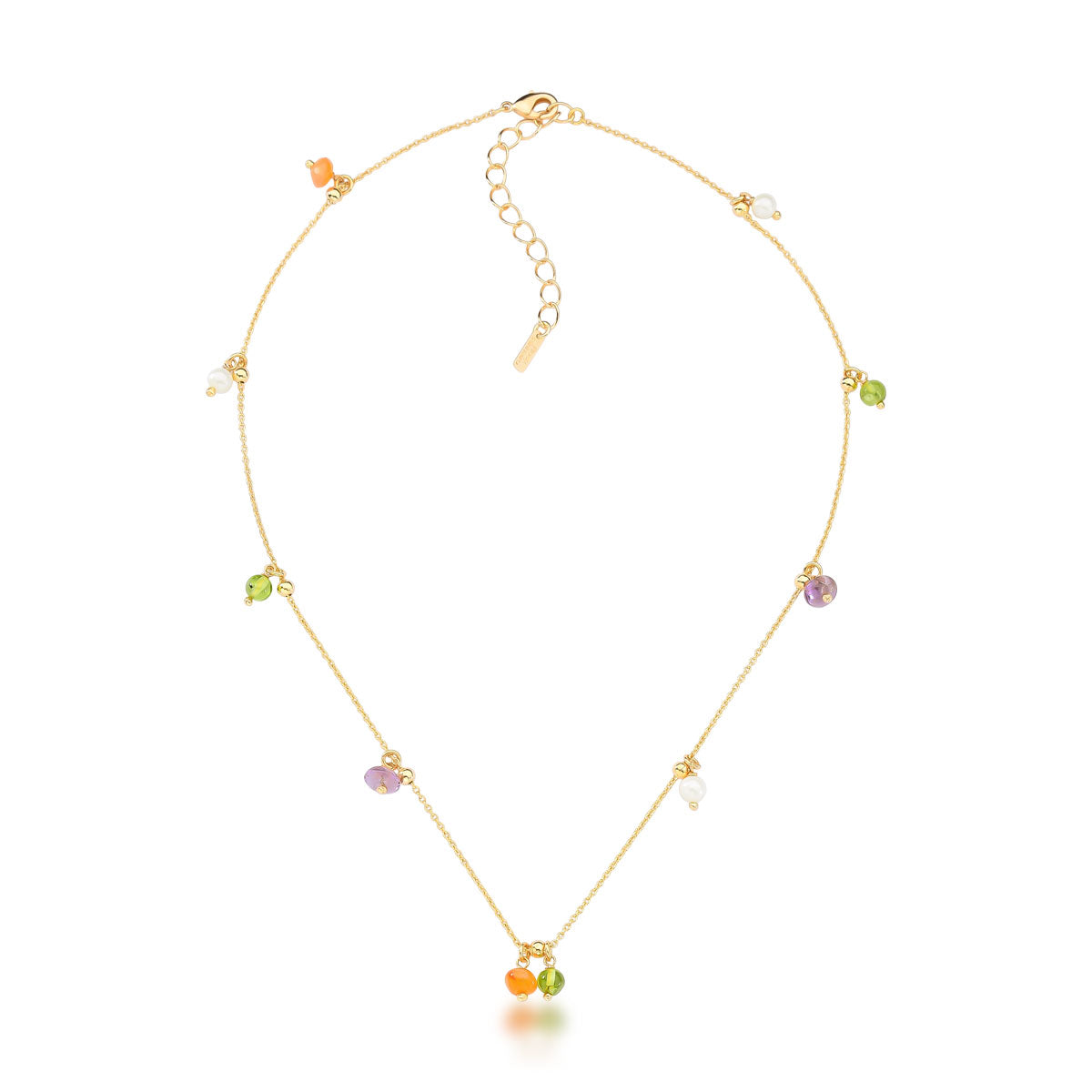 Colar Glória com Pedras Jade Banho de Ouro 18k