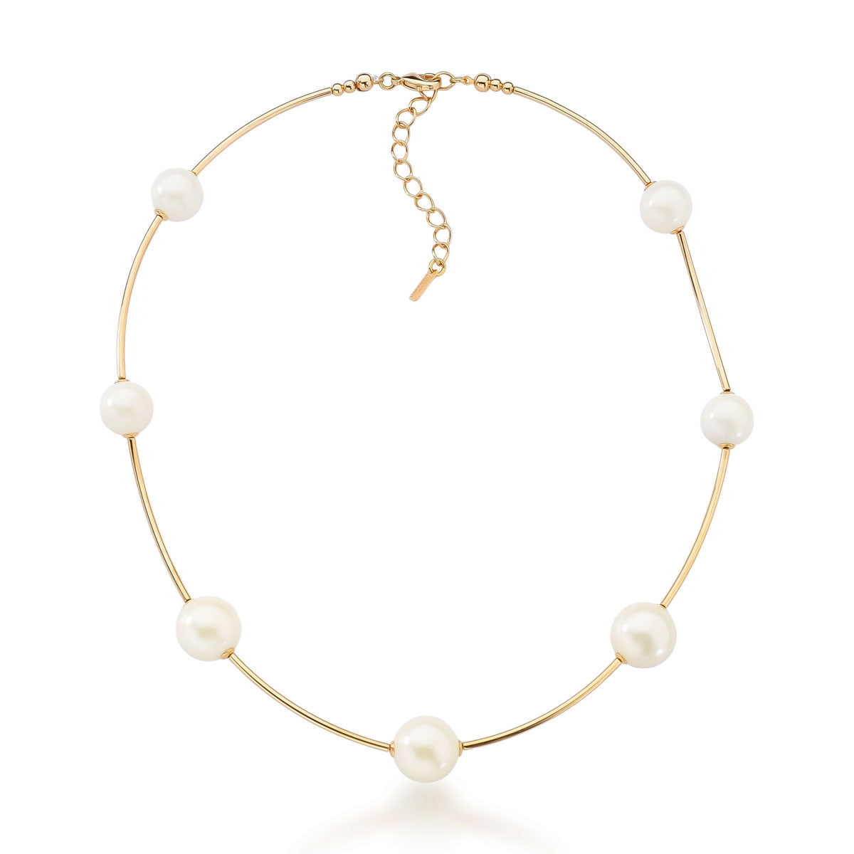 Colar Elysia com Pérolas Shell e Tubos Banho de Ouro 18k