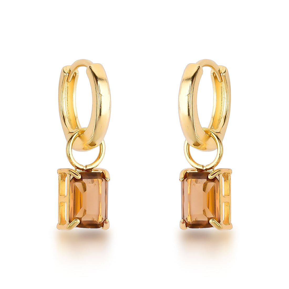 Brinco Camila Pequeno com Pingente Removível Banho de Ouro 18k