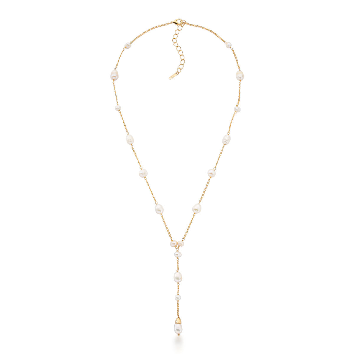 Colar Teresa Gravatinha com Pérolas de Água Doce Banho de Ouro 18k