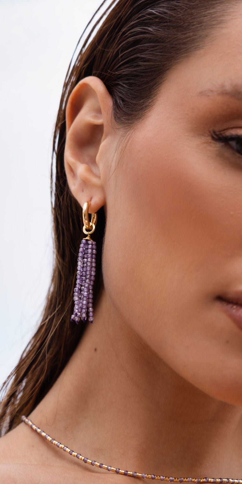 Brinco Lara de Argola com Cacho de Zircônias Banho de Ouro 18k